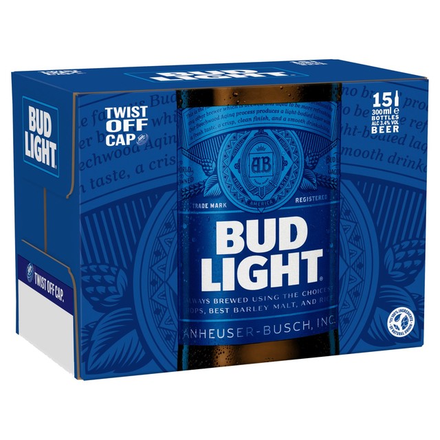 Bud Light Beer 15 x 300ml beverage cans - British product