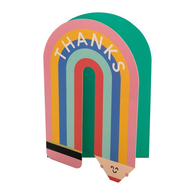 M&S Rainbow Pencil teacher greeting card 13.7x20.1cm, UK version