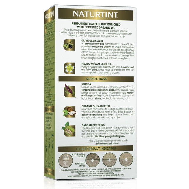 Naturtint hair colour gel 10A Light Ash Blonde 60ml, imported from the UK