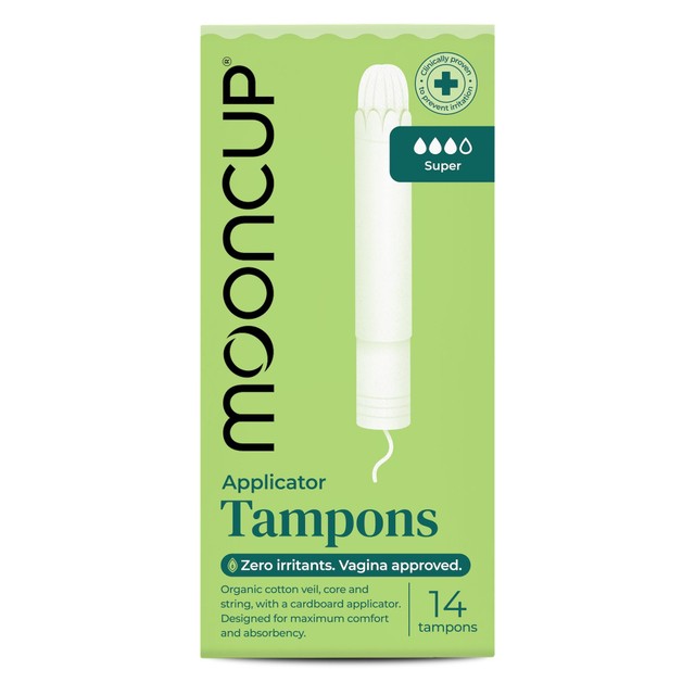 &Sisters by Mooncup organic cotton applicator tampons medium, imported from the UK