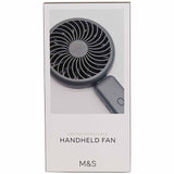 M&S charcoal USB travel fan with flexible hinge, imported from the UK