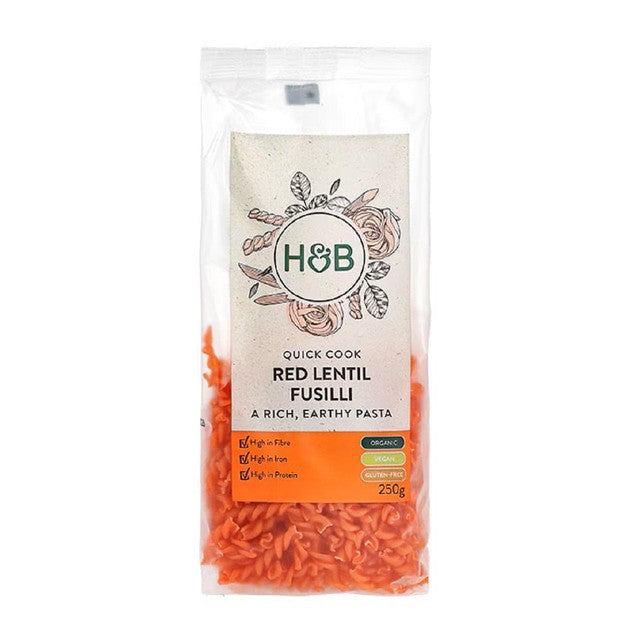 Holland & Barrett red lentil fusilli pasta 250g, UK version