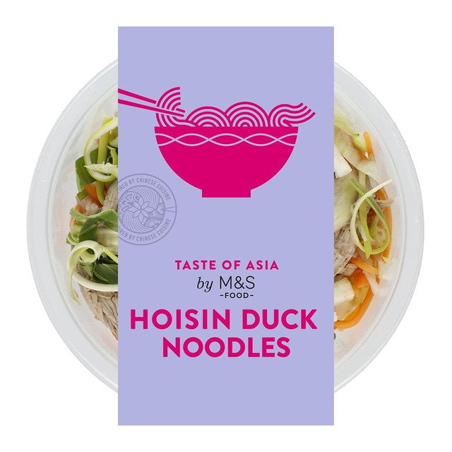 M&S hoisin duck noodles ready meal 400g, UK version
