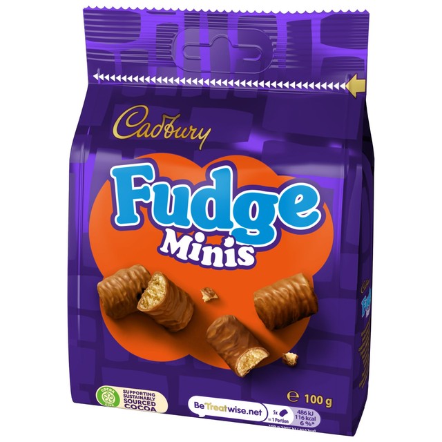 Cadbury Fudge Minis chocolate-covered fudge pieces 100g - British product