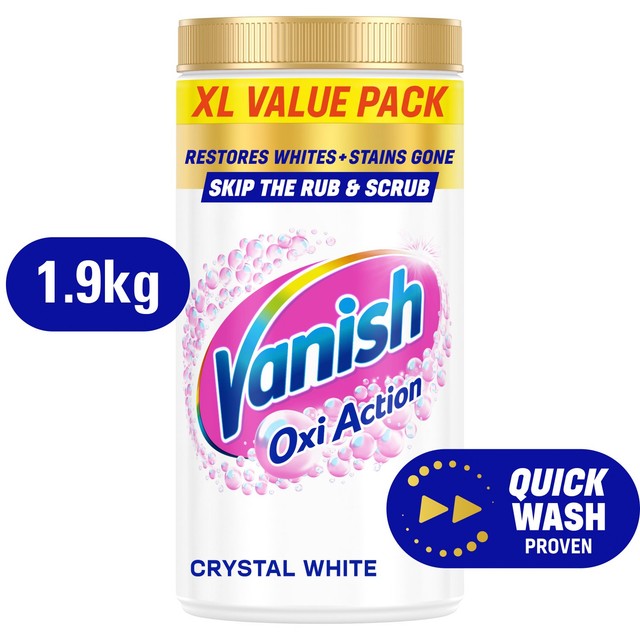 Vanish fabric stain remover powder for whites 1.9kg (British brand)