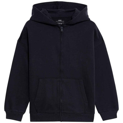 M&S M&S Cotton Rich Plain Hoodie Navy Zip-Up Hoodie 11-12 Y- Buy online at McGrocer