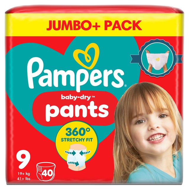Pampers Baby Dry nappy pants size 9 jumbo, imported from the UK