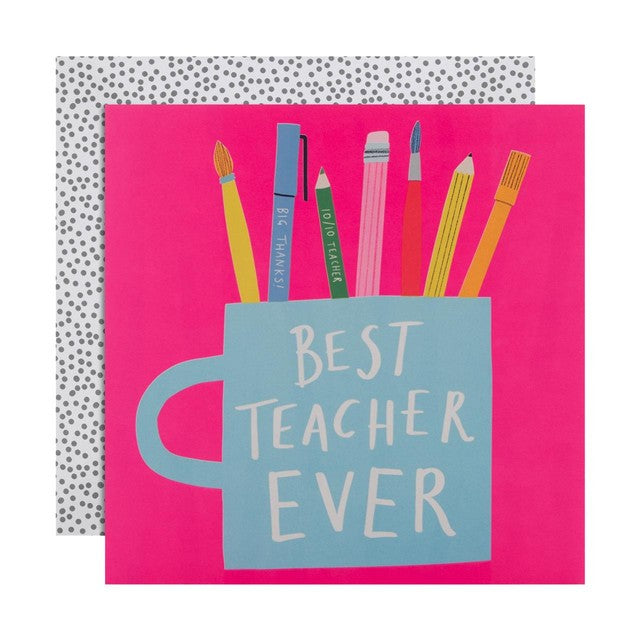 M&S thank you card with best teacher mug design 15x15cm, imported from the UK