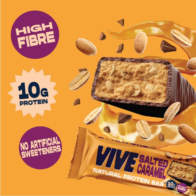 Vive vegan chocolate protein bar salted caramel 49g (British brand)