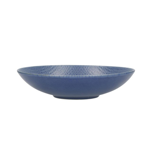 KitchenCraft stoneware pasta bowls blue embossed 22cm, UK version