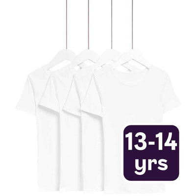 M&S Unisex Short Sleeve Cotton Vests White 13-14Y Children's Cotton Vests