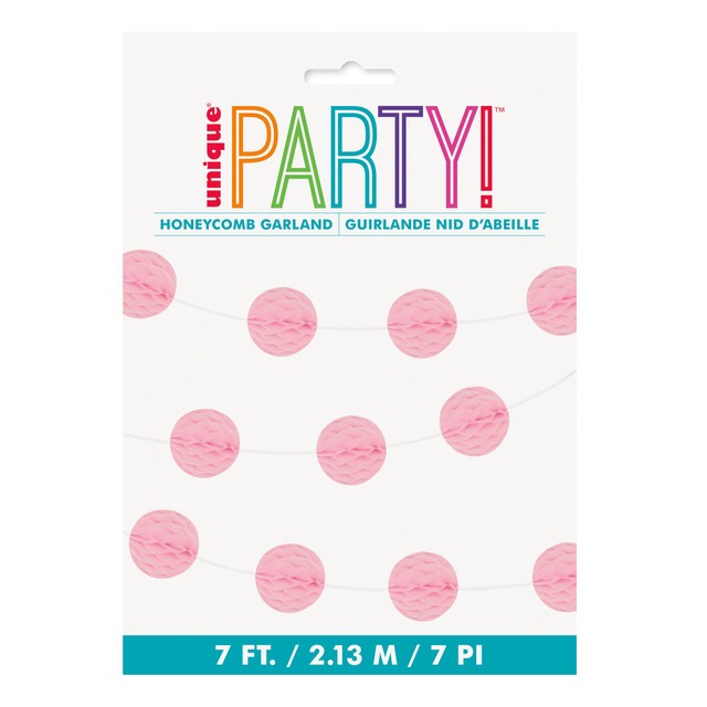 Unique Party pink honeycomb ball garland 7ft, imported from the UK