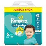 Pampers Baby-Dry nappies Size 6 (13-18kg) Jumbo+ Pack, imported from the UK