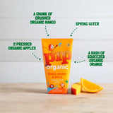 Pip Organic mango, orange & apple juice drink 4 x 180ml cartons, imported from the UK