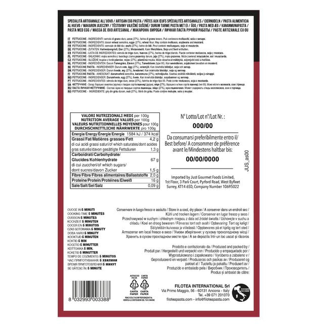 Filotea Fettuccine artisan egg pasta 250g - British product