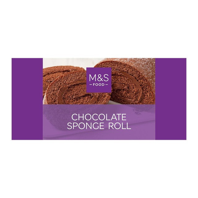 M&S Chocolate Sponge Roll 225g, imported from the UK