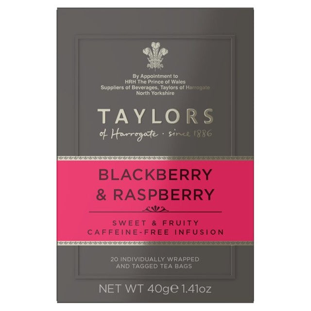 Taylors Blackberry & Raspberry herbal infusion teabags 20 pack (British brand)