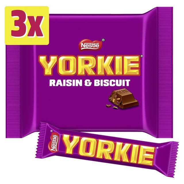 Yorkie Raisin & Biscuit chocolate bar multipack 3 x 44g (British brand)