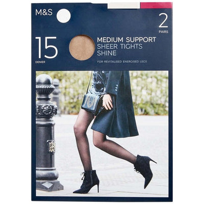 M&S M&S 15 Denier Medium Support Sheer Tights in Rose Quartz, 2 Pack, Medium- Buy online at McGrocer