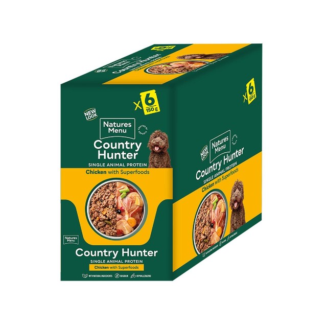 Natures Menu Country Hunter Chicken wet dog food 6x150g pouches - British product