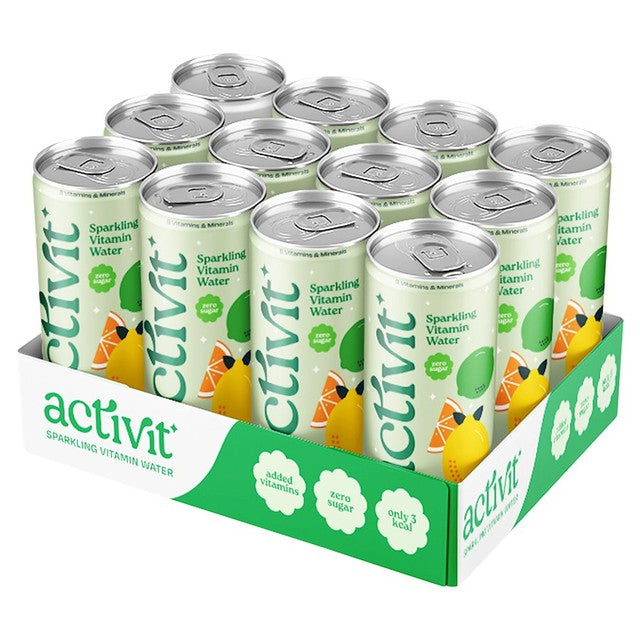 Activit sparkling vitamin water Lemon and Lime can, UK version