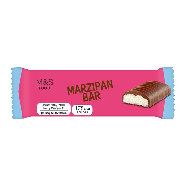 M&S Marzipan Bar chocolate bar 36g, imported from the UK