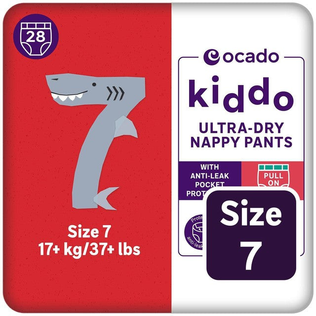 Ocado Kiddo Ultra-Dry nappy pants Size 7 (17+kg), imported from the UK