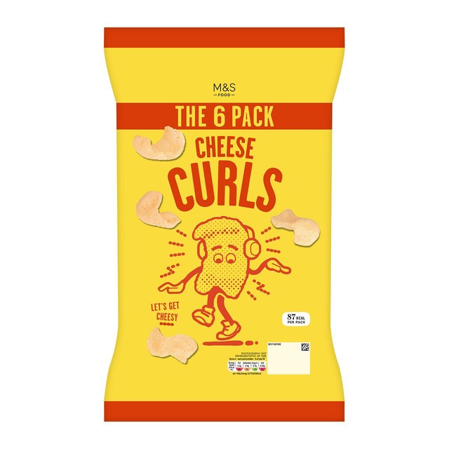 M&S cheese curls multipack 6 x 16g, imported from the UK