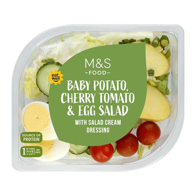 M&S Nytt Potet Cherry Tomat og Egg Salat Klar Ferdig Salat 296g