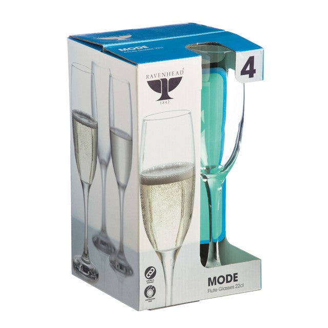 Ravenhead Mode champagne flutes 4-pack, imported from the UK