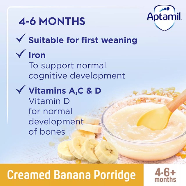 Aptamil Creamed Banana Porridge Baby Cereal 125g - British product