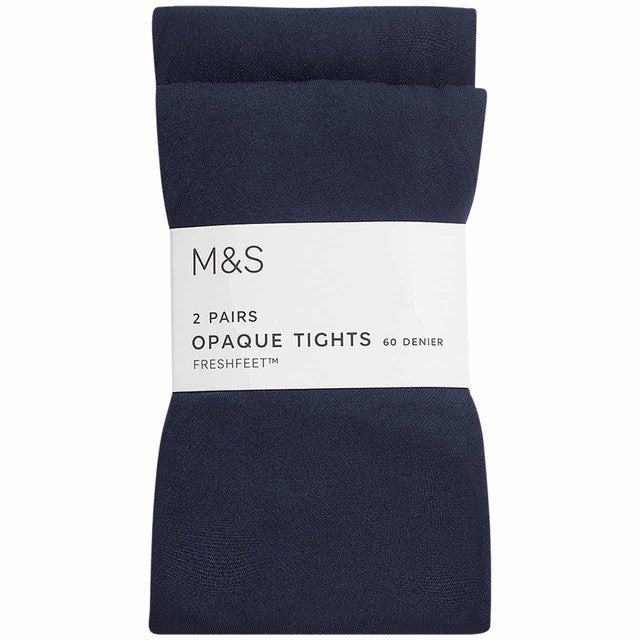 M&S Girls School Tights Navy 7-8 Years, imported from the UK