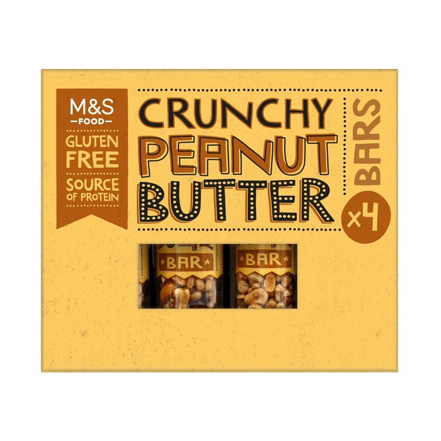 M&S Crunchy Peanut Butter Bars 4 x 40g, imported from the UK