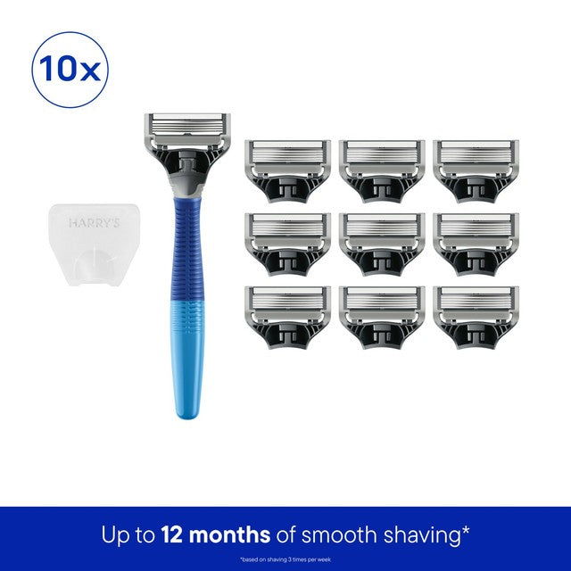 Harry's Indigo razor set with 10 blades (British brand)