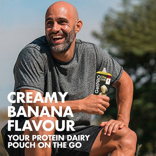 GetPro banana yoghurt pouch 200g, UK version