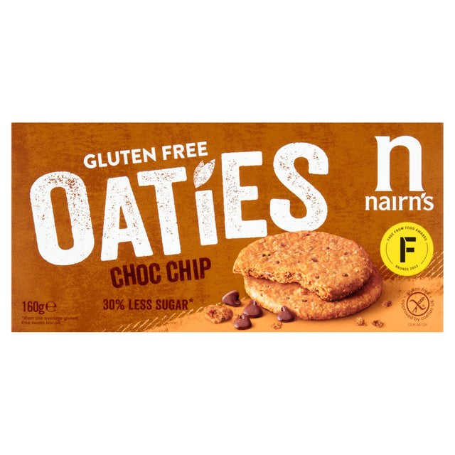 Nairn's Gluten Free Choc Chip Oaties biscuits 160g, imported from the UK