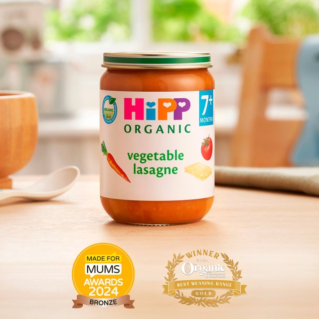 HiPP Organic vegetable lasagne baby food for 7+ months 190g jar, UK version