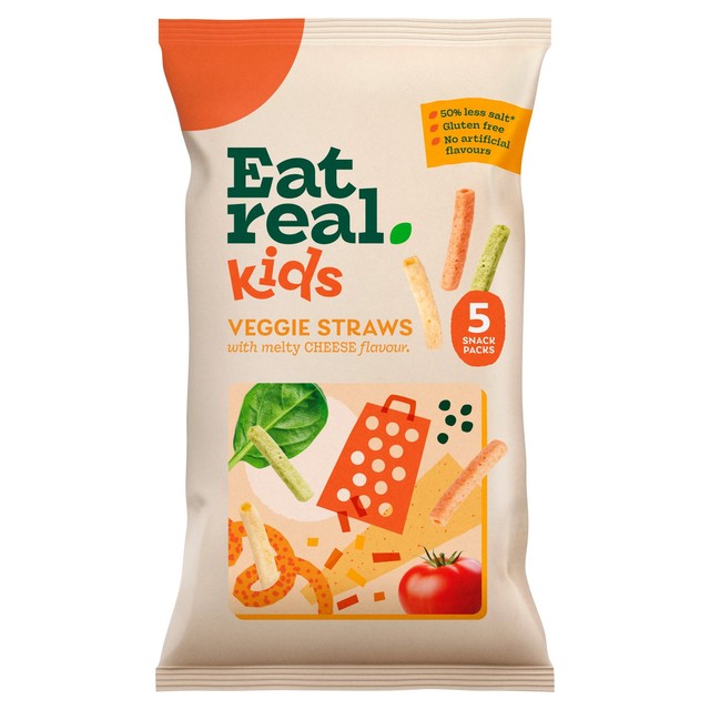 Eat Real Kids Veggie Straws Cheese Flavour 5 x 16g - British product