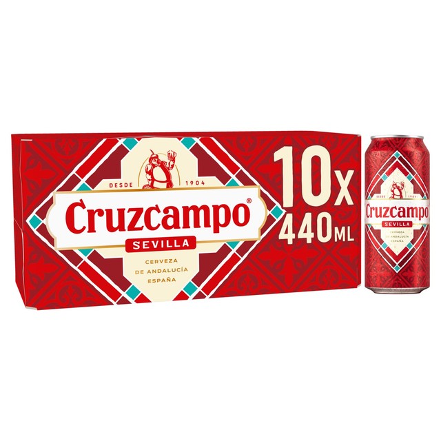 Cruzcampo Spanish Lager beer cans 10 x 440ml - British product