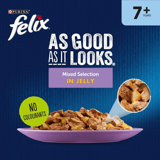 Felix Senior 7+ Mixed in Jelly cat food 40 x 85g - British product