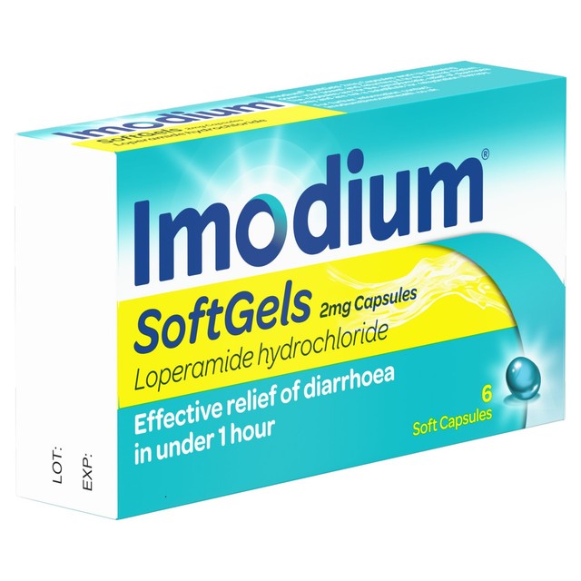Imodium SoftGels 2mg diarrhoea relief capsules, UK version