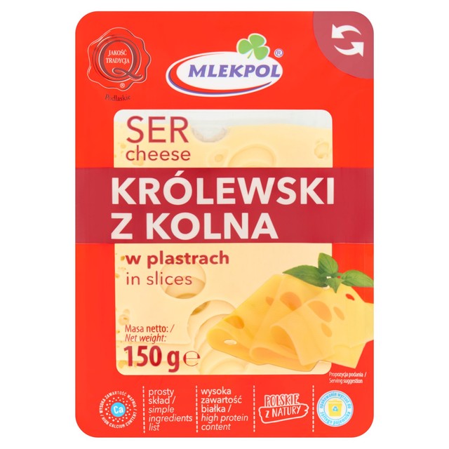 Mlekpol Krolewski cheese slices 150g, imported from the UK