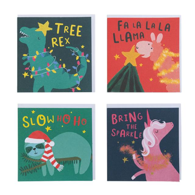 Square Charity Christmas Cards with Animal Designs 20 Pack, 90mm x 90mm