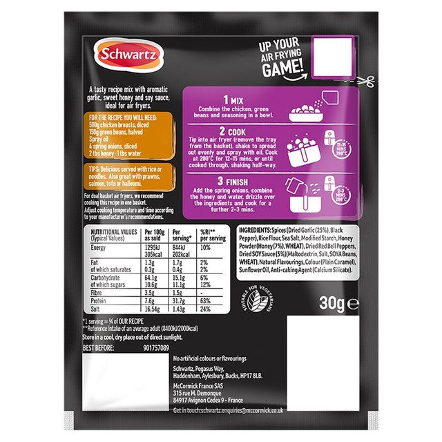 Schwartz honey and garlic recipe mix 30g (British brand)