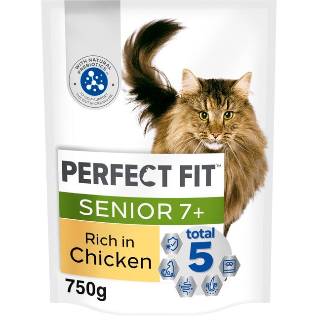 Perfect Fit Senior Dry Cat Food Chicken 750g, imported from the UK