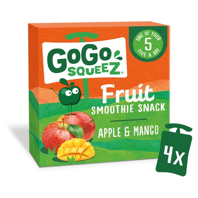GoGo squeeZ apple and mango fruit smoothie snack 4x90g, UK version