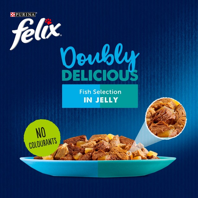 Felix Doubly Delicious fish selection in jelly cat food 12x85g - British product