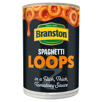 M&S Branston Spaghetti Loops in Tomato Sauce Canned Pasta 395g- Buy online at McGrocer