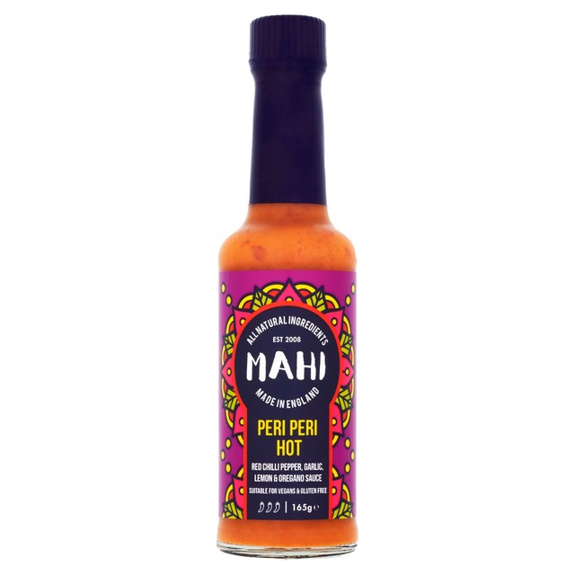 Mahi peri peri hot sauce with red chilli pepper, garlic, lemon & oregano 165ml, imported from the UK