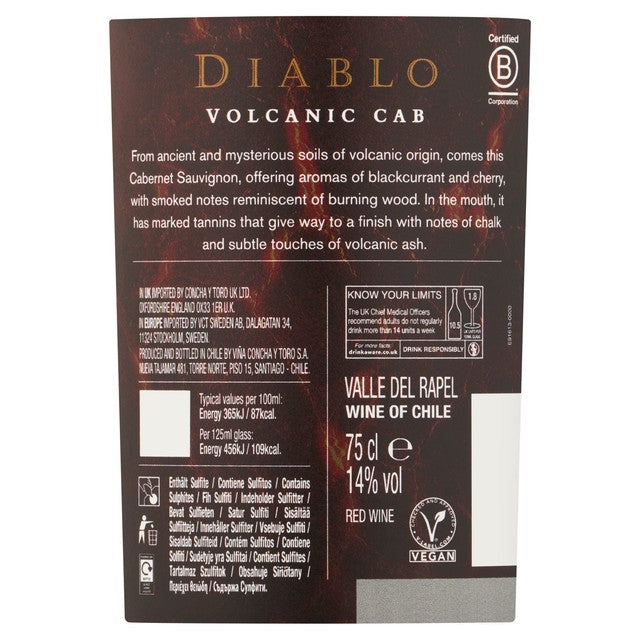 Diablo Volcanic Cabernet Sauvignon red wine 75cl - British product